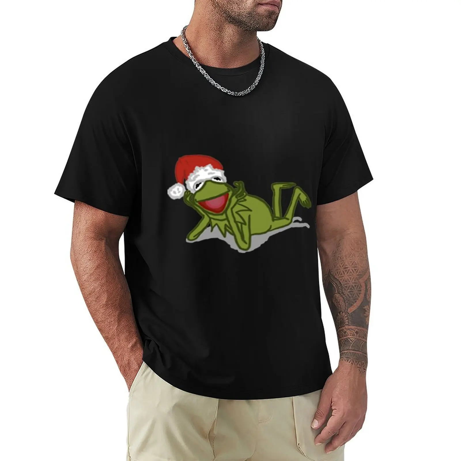 A Kermit Christmas T-Shirt Work Daily Short Sleeve Top