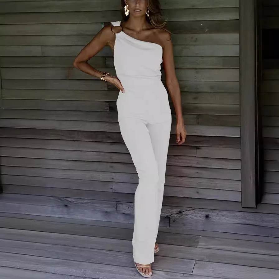 Women Jumpsuit Close-fitting Colorfast Solid Color Backless Slim Fit Daily Romper   Summer Romper  Dating Garment 2024