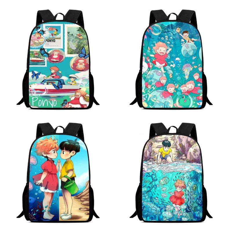 Mochila Ponyo School Bags,Anime Ponyo School Backpack for Girls Boys,Durable Light Weight Anime Kids Bag for Kindergarteen