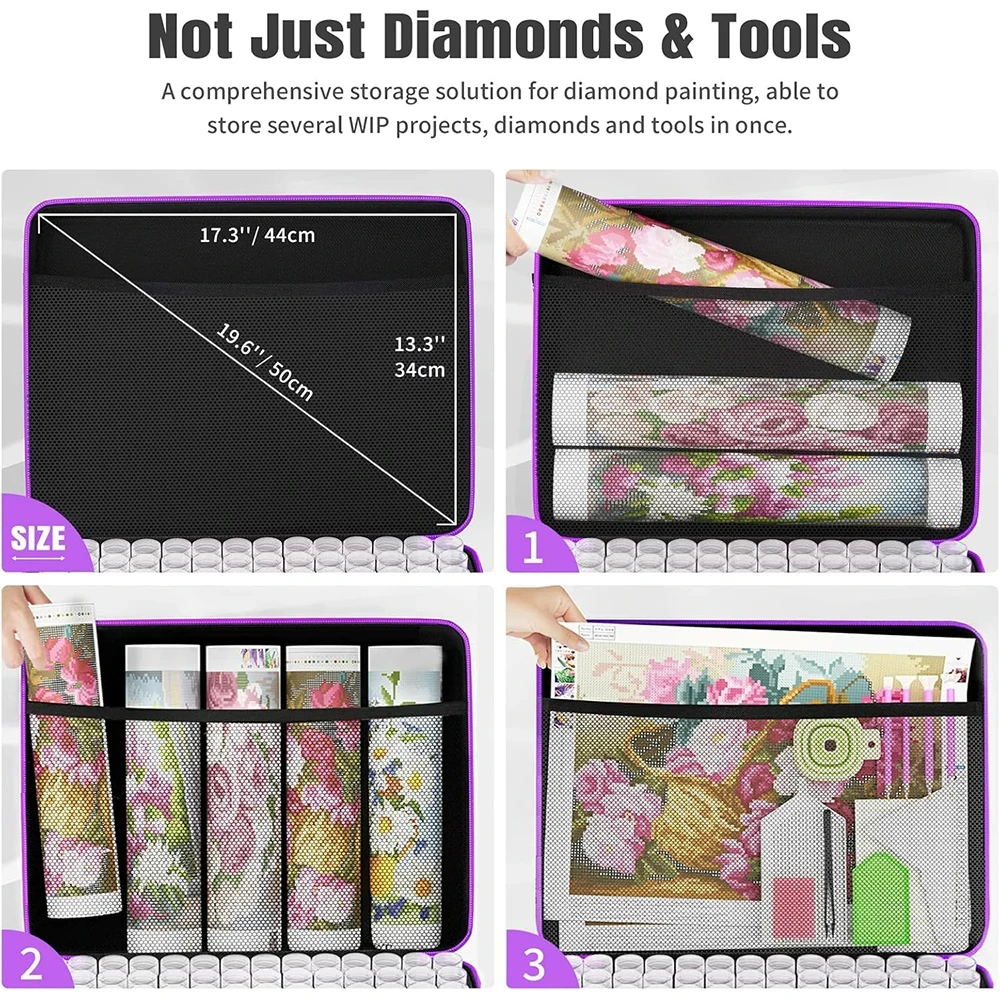 DIAPAI 420-Slots Diamond Painting Storage Case with Tools and Beads Organizer, Multi-Purpose Art Box for Embroidery Accessories