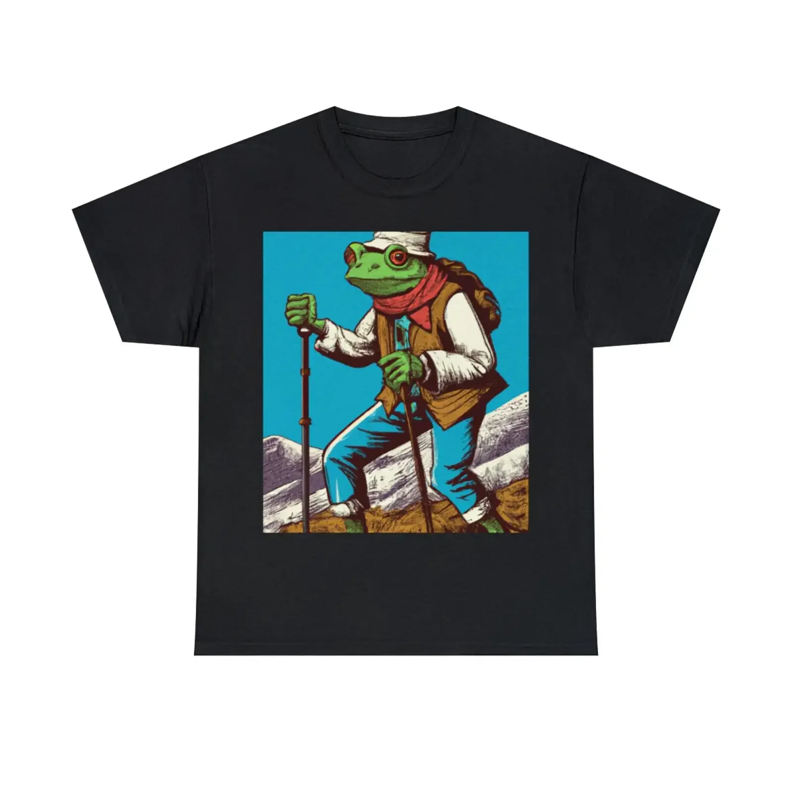 Trekking Hiking Rambling Frog Toad T Shirt Funny Hipster Mountains Outdoors Cool vintage Washed graphic streetwear Comfortable