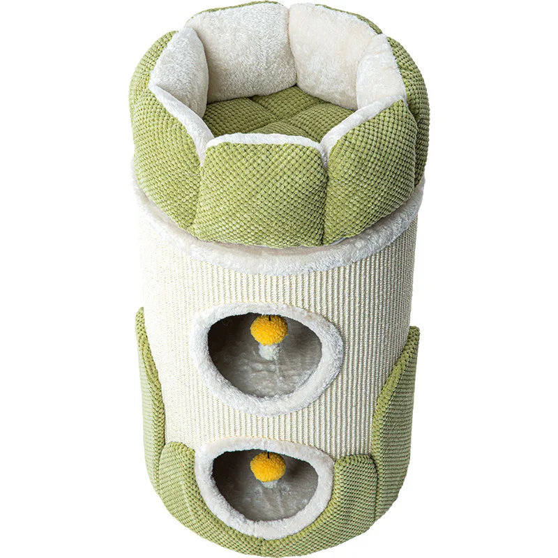 Cat climbing frame cat litter cat tree integrated multi-layer bucket winter warmth double-layer hemp bucket cactus