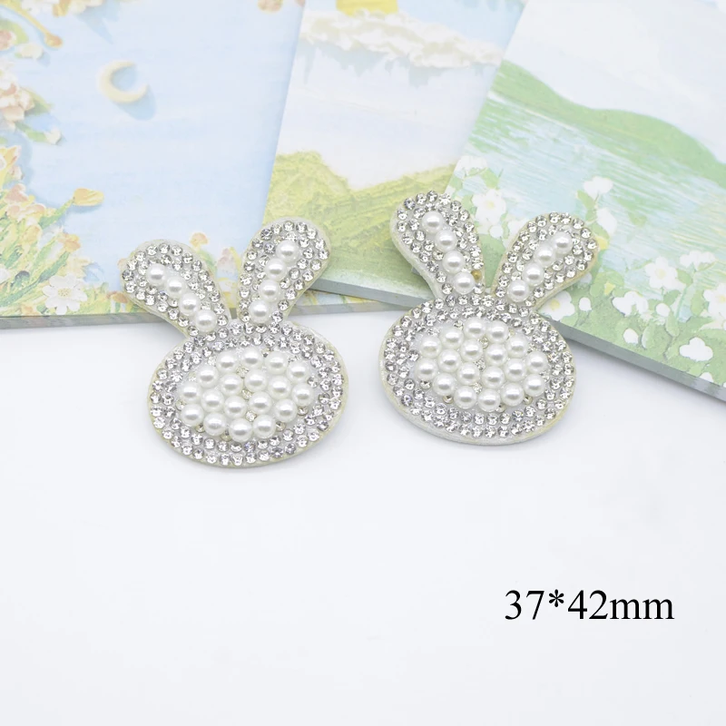 10Pcs Pearl Decorated Mouse Head Flower Rabbit Pineapple Rhinestone Patches for Clothes Home Decor Applique Headwear Supplies