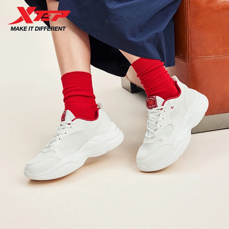 Xtep Retro Female's Height-Increasing Anti-Slip Sweat-Absorbing Leisure Impact-Resistant Rebound Shoes 874118320008
