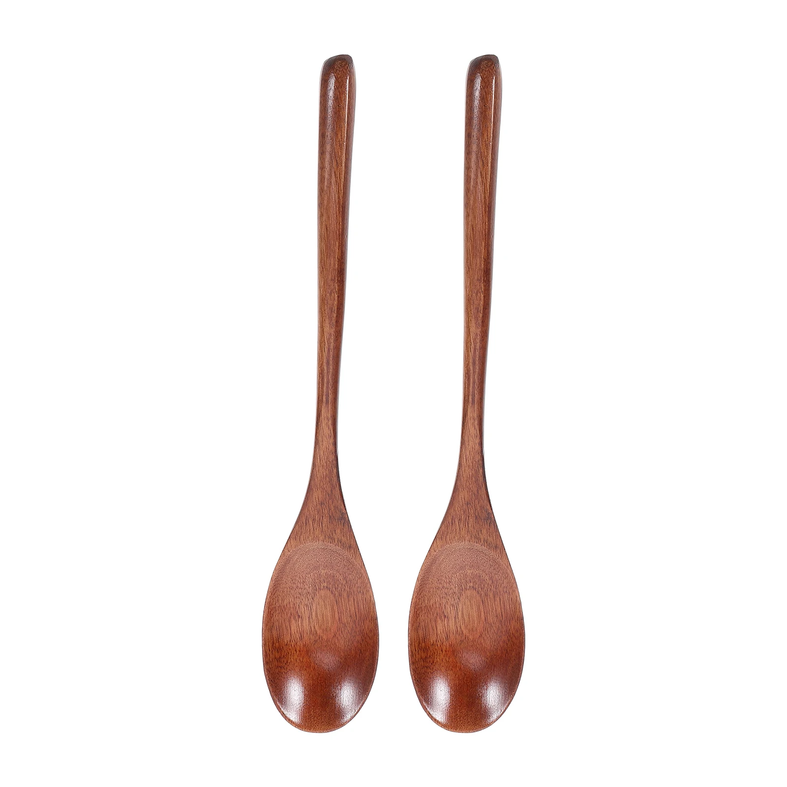 

2 Pcs Wooden Spoon Reusable Ice Cream Spoons Long Handle Honey for Tea Mixing Tablespoon Child