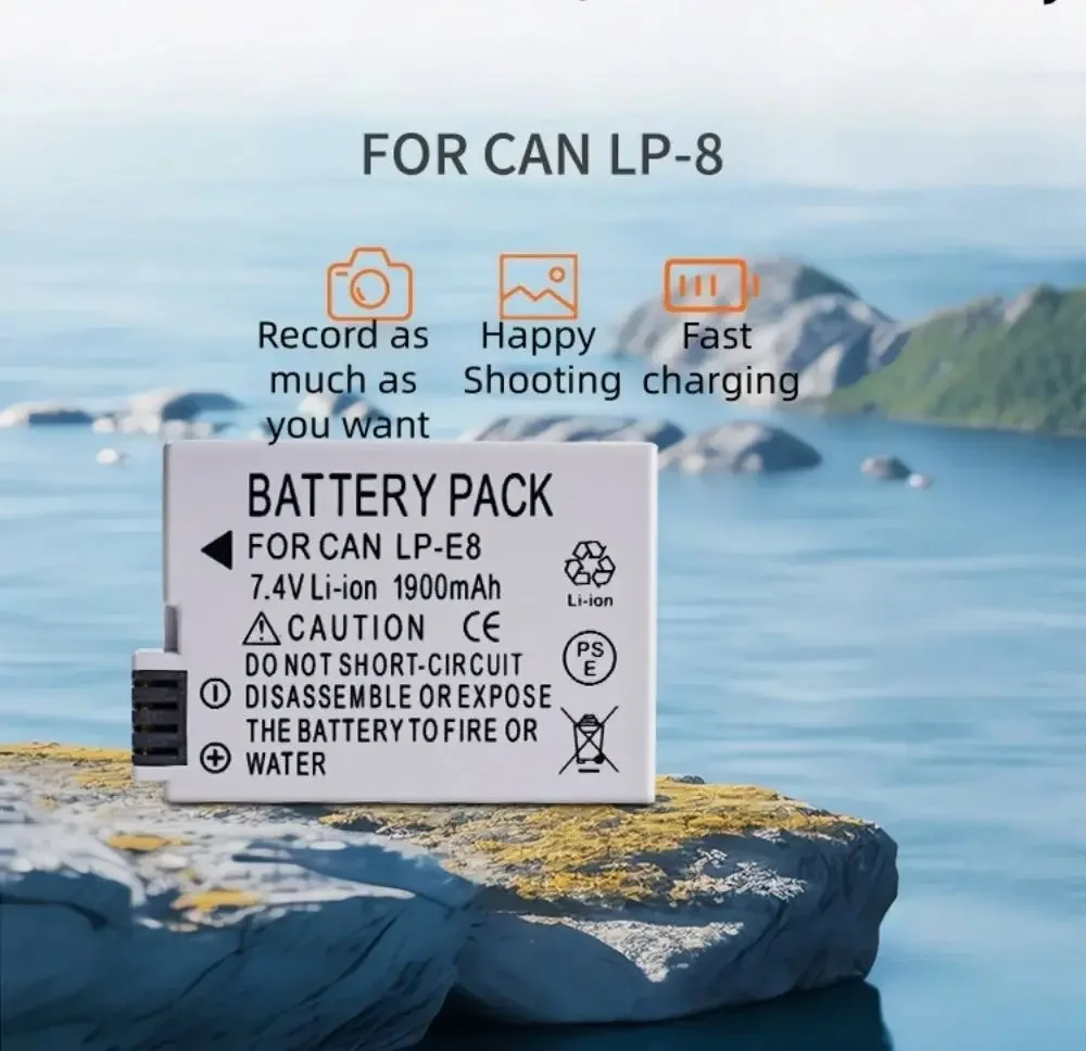 LP-E8 digital camera battery 1900mAh LP-E8 rechargeable battery, suitable for Canon EOS 550D 600D 650D 700D X4 X5 X6i X7i