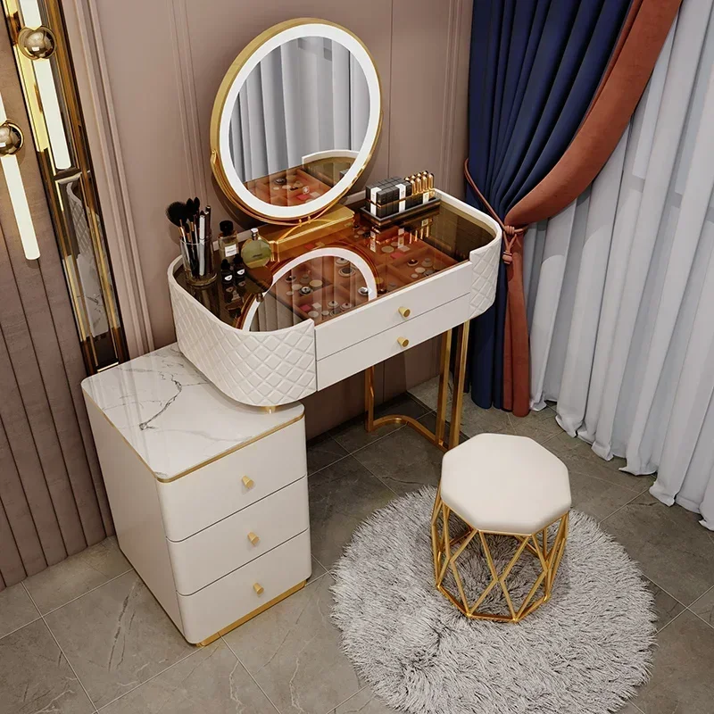 Toilet Dressing Table Nordic Glass China Chair Classic Large Dressing Table Container Light Tocador Maquillaje Bedroom Furniture