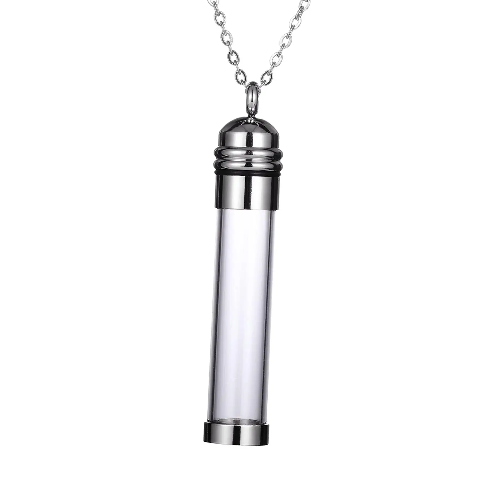 Clear Urn Necklace Cremation Ashes Jewelry Cylinder Locket Scent Container Waterproof Memorial Gift