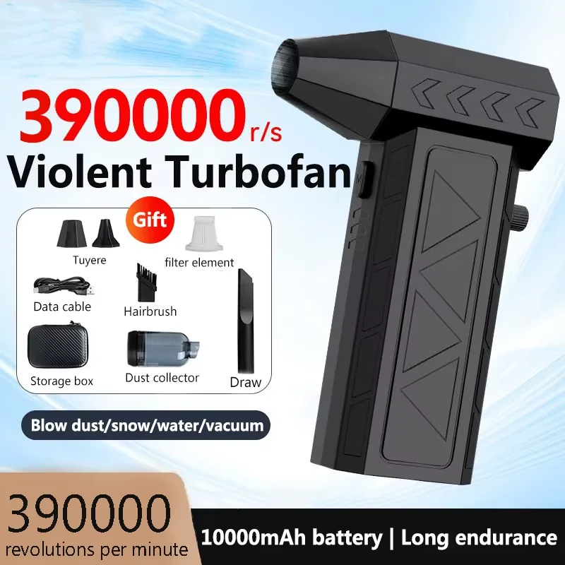 

X9 Violent Fan 390000 об/мин Мощный воздуходувка Пылесос Type-C Зарядка Сильный ветер 58 м/с Бесщеточный турбоструйный вентилятор Сушилка