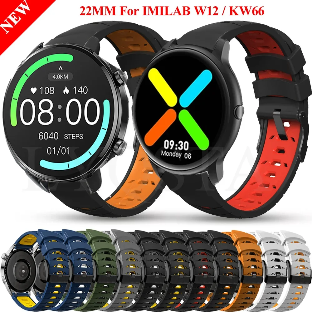 22mm Watchbands For Xiaomi Mi watch Color Smart Straps Silicone Wristband For Imilab kw66/W12 For OnePlus Watch Bracelet Correa