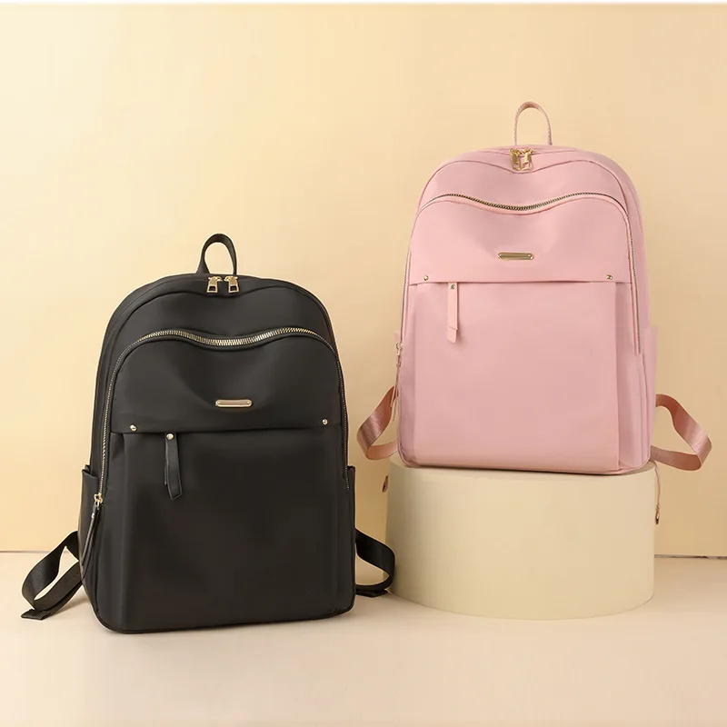 Waterproof Nylon Backpack for Women Lightweight School Backpack Multi-Pocket Travel Daypack Elegant Leisure Backpack with Zipper