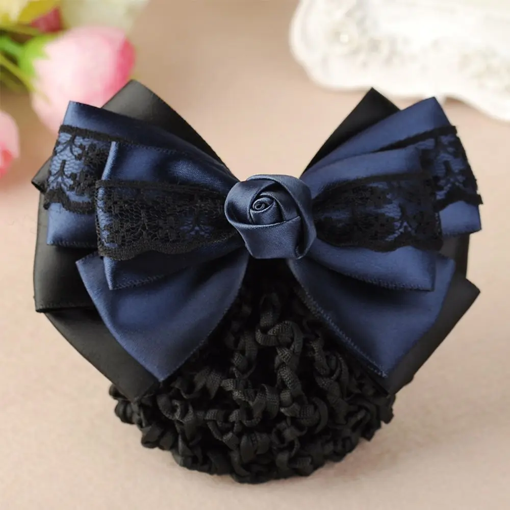 Women Hotel Headwear Barrette Rose Professional Hair Clip Hairgrips Bow Hair Net Snood