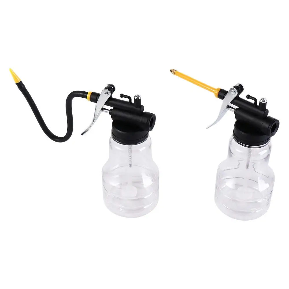 Portable Lubrication Oil Can High Pressure With Oil Spray Hose Oiler Pump 250ml Transparent Car Oil Pot Bottle Hand Pump