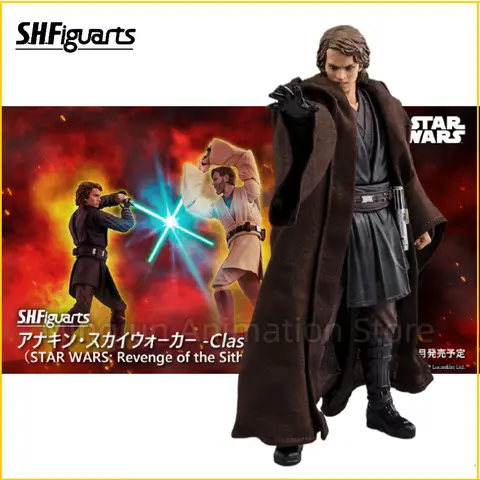 In Stock 100% Authentic Bandai SHF Star Wars Anakin Skywalker Classic Ver Articulated Action Figure Toy