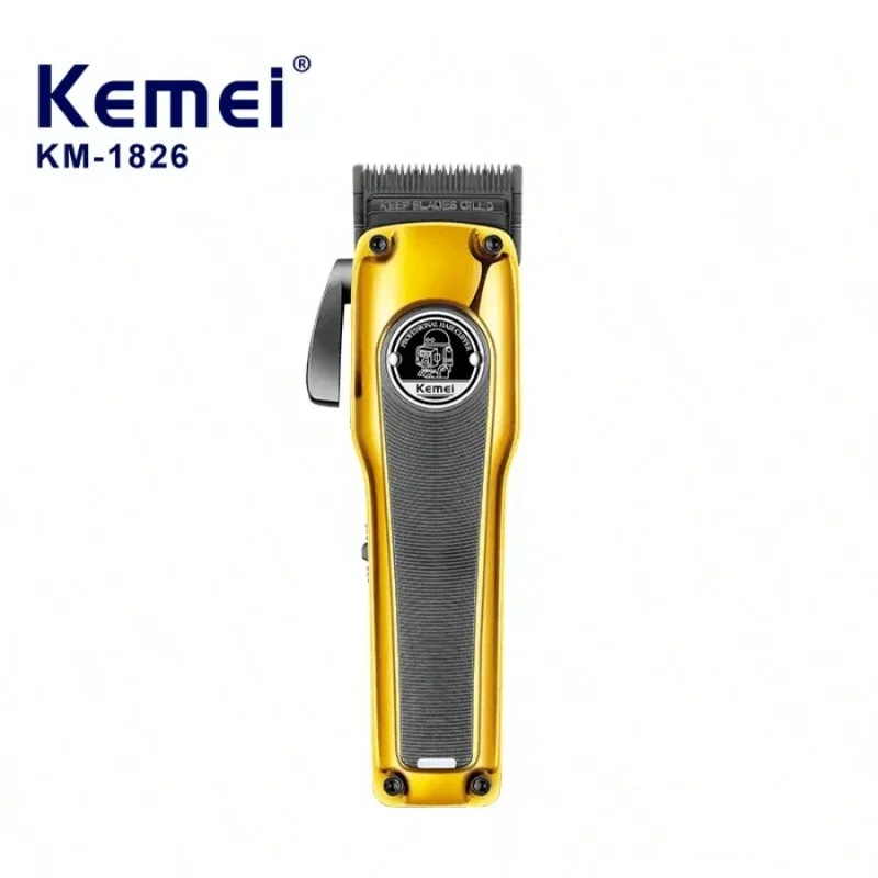 Kemei KM-1826 Professional Cordless Electric Rechargeable Metal Electric Barber Men's Blonde Barber Shaver Trimmer  Hair Clipper