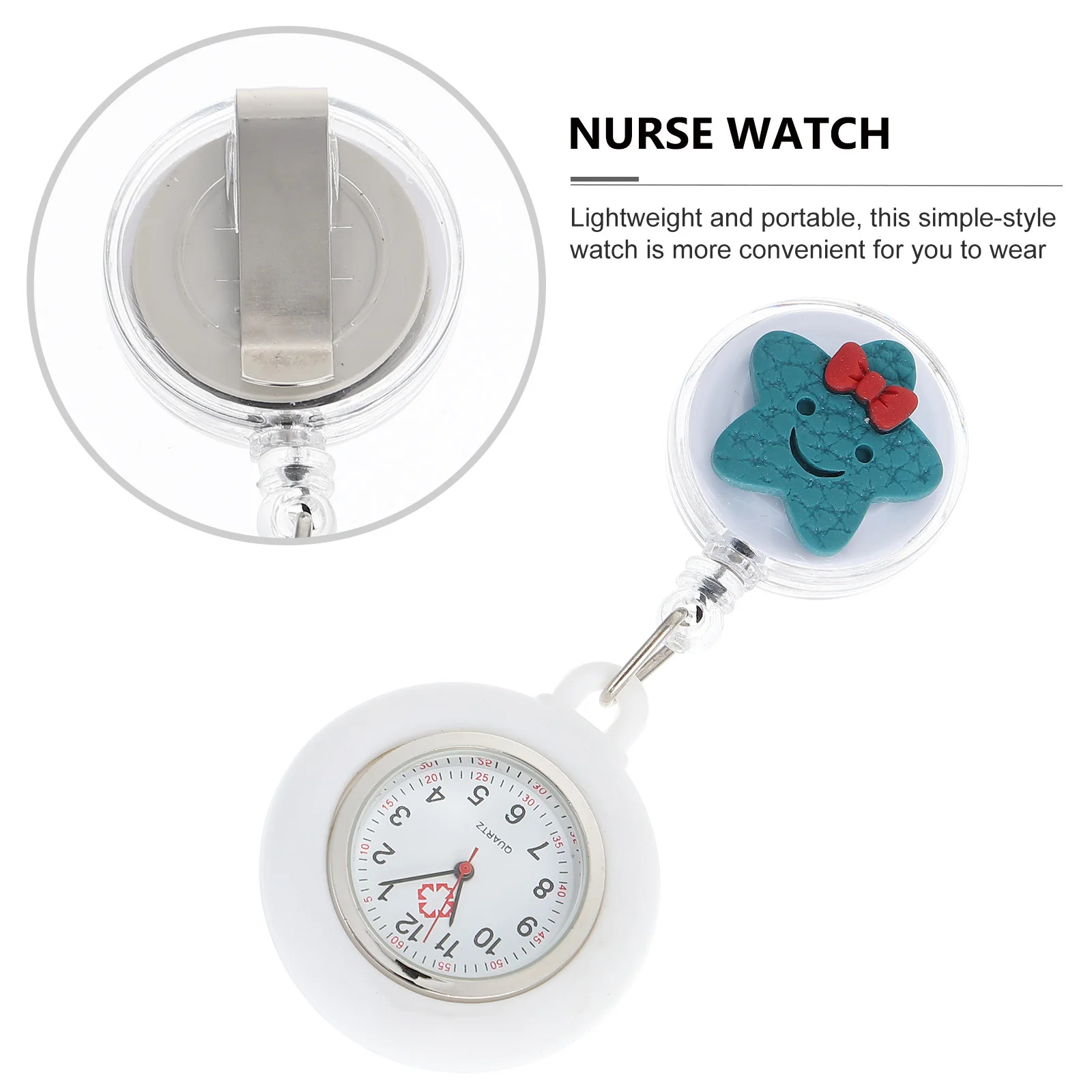 

Cartoon Star Nurse Pocket Watch Stylish Hanging Clip-On Fob Watch For Nurses Portable Quartz Timepiece Retractable Medical Gift