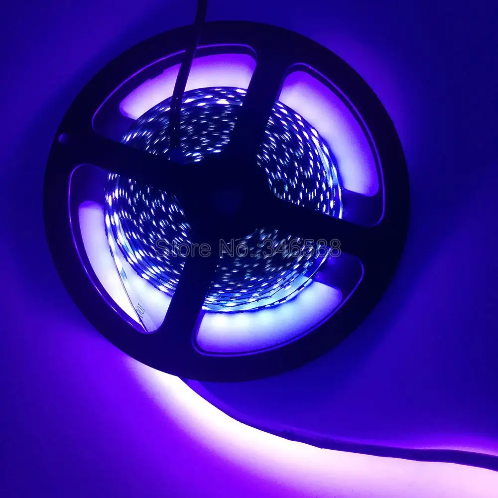 Striscia LED UV ultravioletta 5m 12V IP20 IP65 impermeabile 395nm 60/120 leds/m 2835 SMD LED Strip Light bianco nero PCB fluorescenza