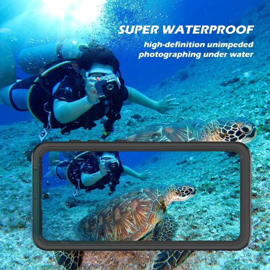 IP68 waterproof transparent submersible case for Samsung S24 S23 Ultra Plus S21 S20 FE shockproof dust cover screen protector