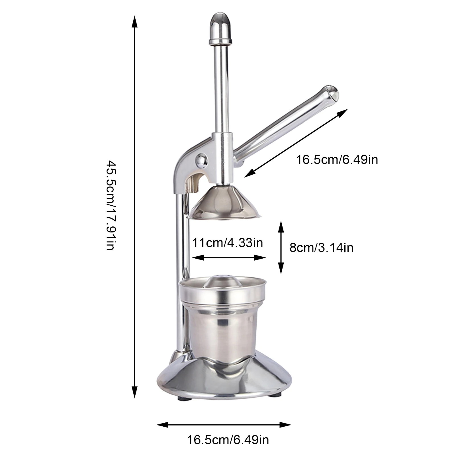 Imagem -06 - Espremedor de Citrinos Manual Citrus Press Machine Espremedor de Laranja de Aço Inoxidável Uso Comercial e Doméstico com Filtro e Recipiente