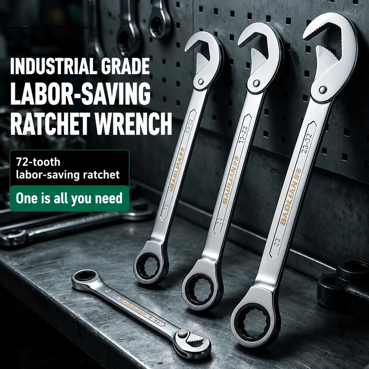 Flexible Mirror Polished Hand Maintenance ratchet wrench 8-14mm 15-22mm 23-32mm industrial grade opening dual-use quick wrench