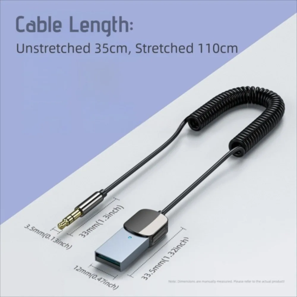 3.5mm USB Bluetooth Receiver Aux Interface Bluetooth 5.0 Bluetooth Adapter Hands-Free Auto Connection Car Bluetooth Adapter