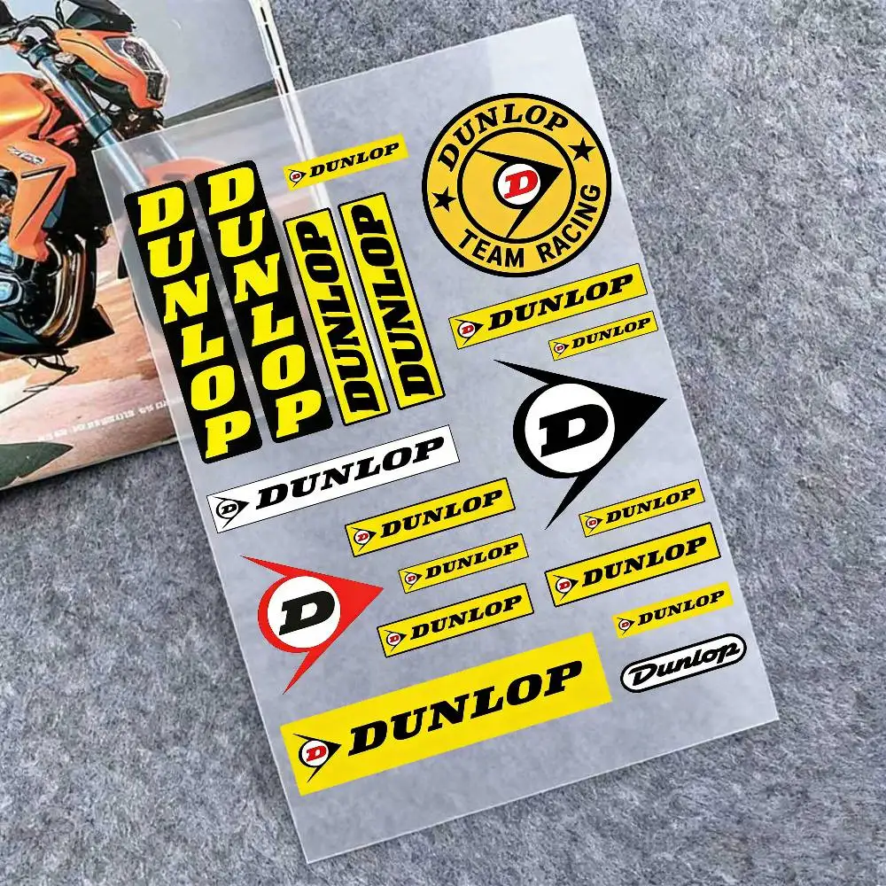

For DUNLOP Waterproof Reflective Motorbike Stickers Easy Peel Removable Decals For Motorcycle Car