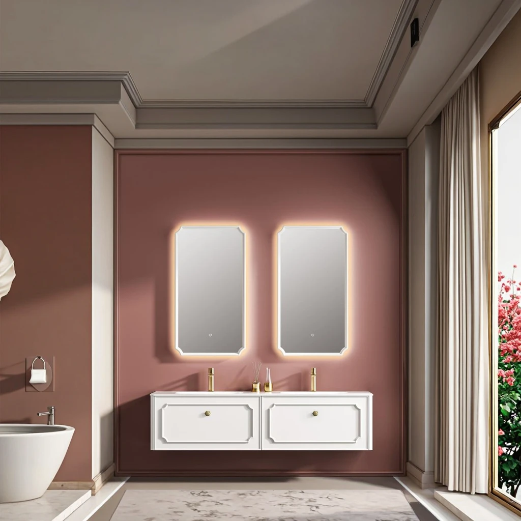 Modern Luxurious Bathroom Vanity Combo Solid Wood With New Design & Smart Mirror Waterproof Cabinet For Home Or Hotel Use