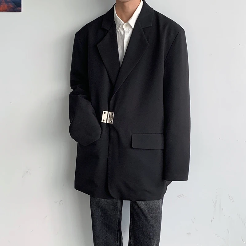 

Casual Mens White Suit Jaet Lo Bule Design Spring Autumn Faionable Youth ular Long Sve Loose Fit Outerwear