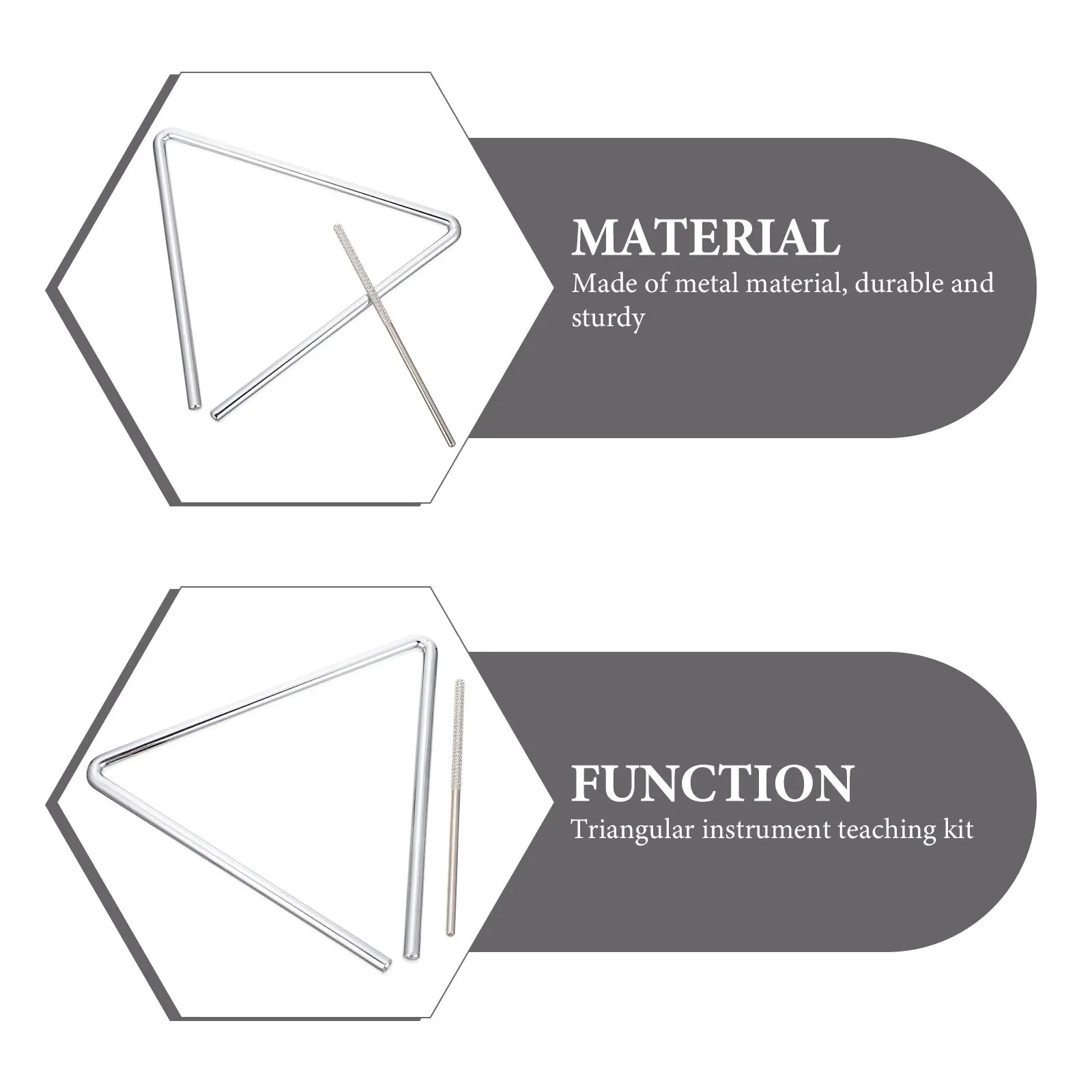 1 set 1 Set Percussion Triangle Metal Instrument For Kids Children Music Educational Learning Tool Lightweight Durable Practice