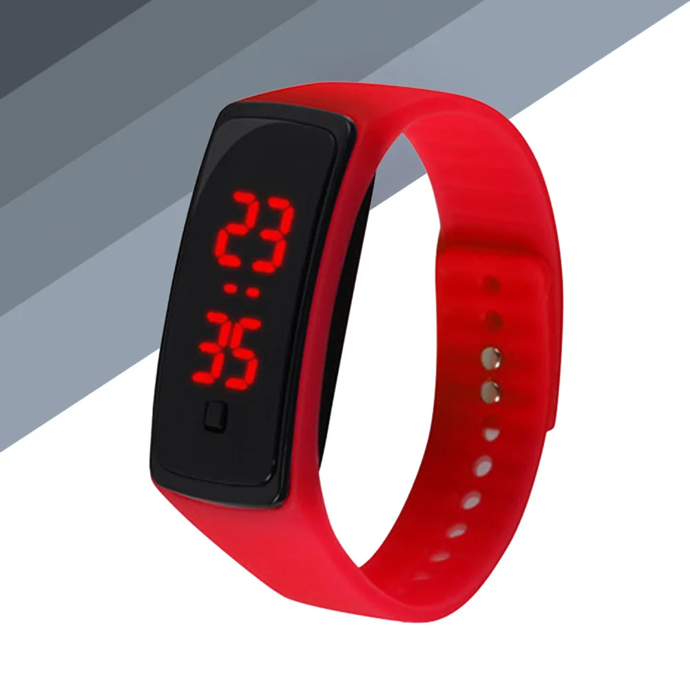 Outdoor Wrist Watch Red LED Digital Silicone Running Band Sports Unisex Student Time Date Clear Display