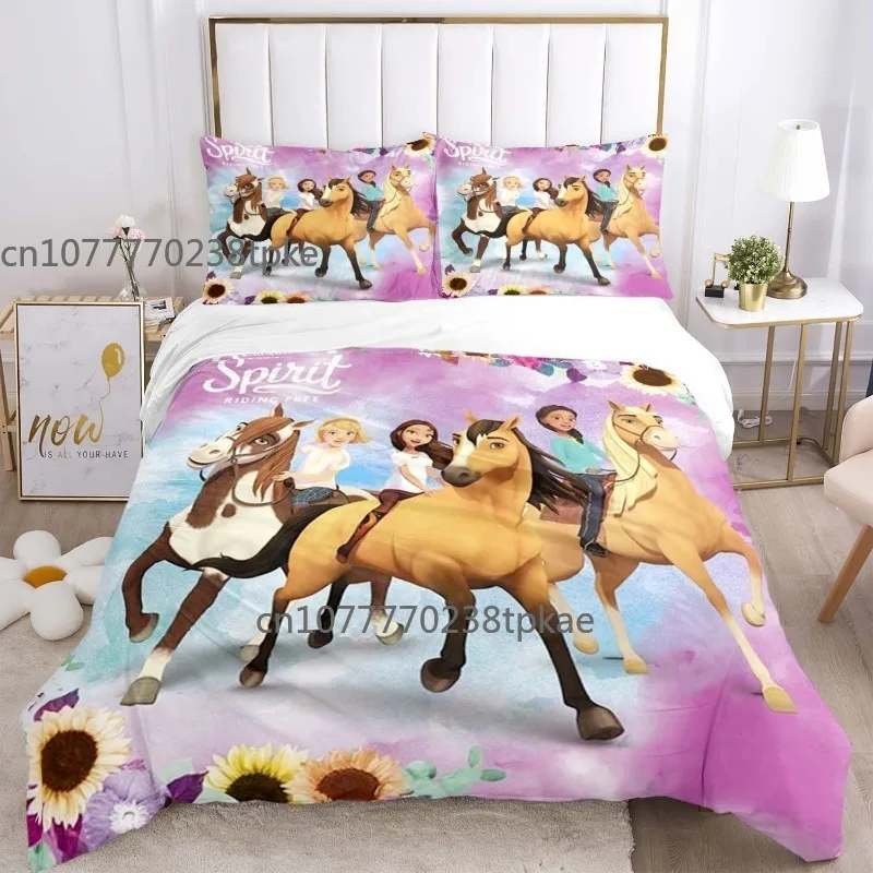 Spirit Riding Free Horse Children Girl Duvet Cover Sets Printed Bedding Set Double Queen King Size 2/3pcs,Bettbezug