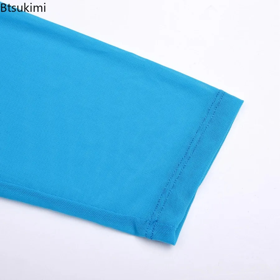 2025 Men's Sexy Mesh T-shirts High Elastic Transparent Long Sleeve Tops Men Sport Fitness Compression Tees See Through Gym Wear