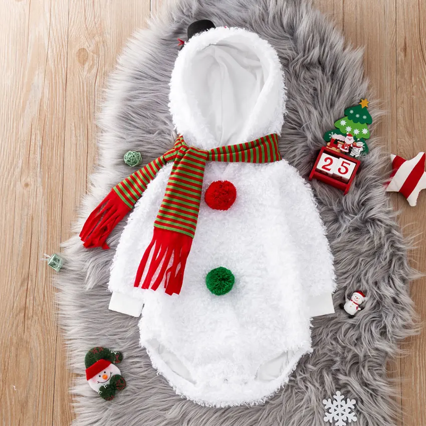 

Umorden Baby's Christmas Outfit Snowman Costume Romper Bodysuit Hoodie Fleece Winter 6-12M 12-24M Long Sleeve