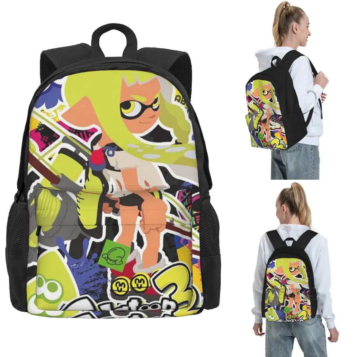 

Популярные игровые рюкзаки с героями мультфильмов Splatoon 3, сумка для книг для мальчиков и девочек, детские школьные сумки большой вместимости, дорожный рюкзак, сумка на плечо