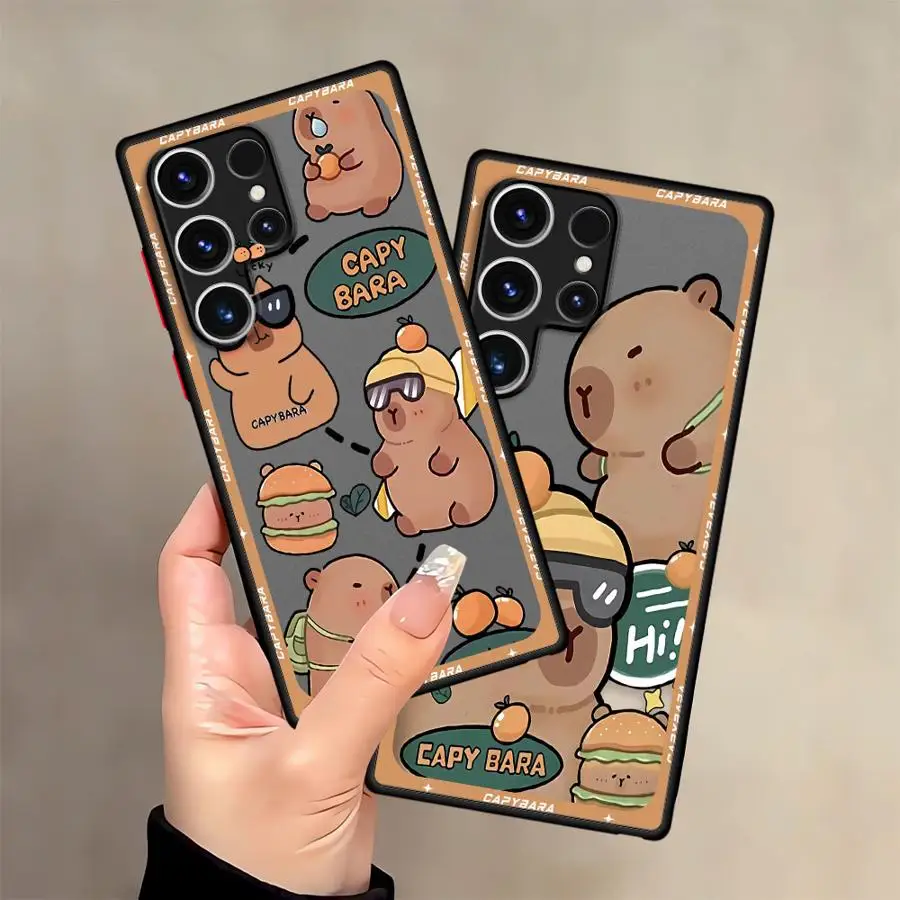 삼성 갤럭시 S21 FE S20 S9 노트 20 10 S23 울트라 S22 플러스 S24 S25 S8용 소프트 커버 케이스 귀여운 카피바라 만화