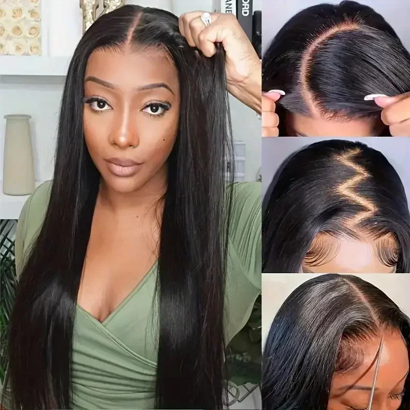 Glueless Wig Human Hair Ready To Wear Straight Glueless Preplucked Wear And Go Wigs 6X4 HD Lace Front Wigs 7x5 PreCut Lace