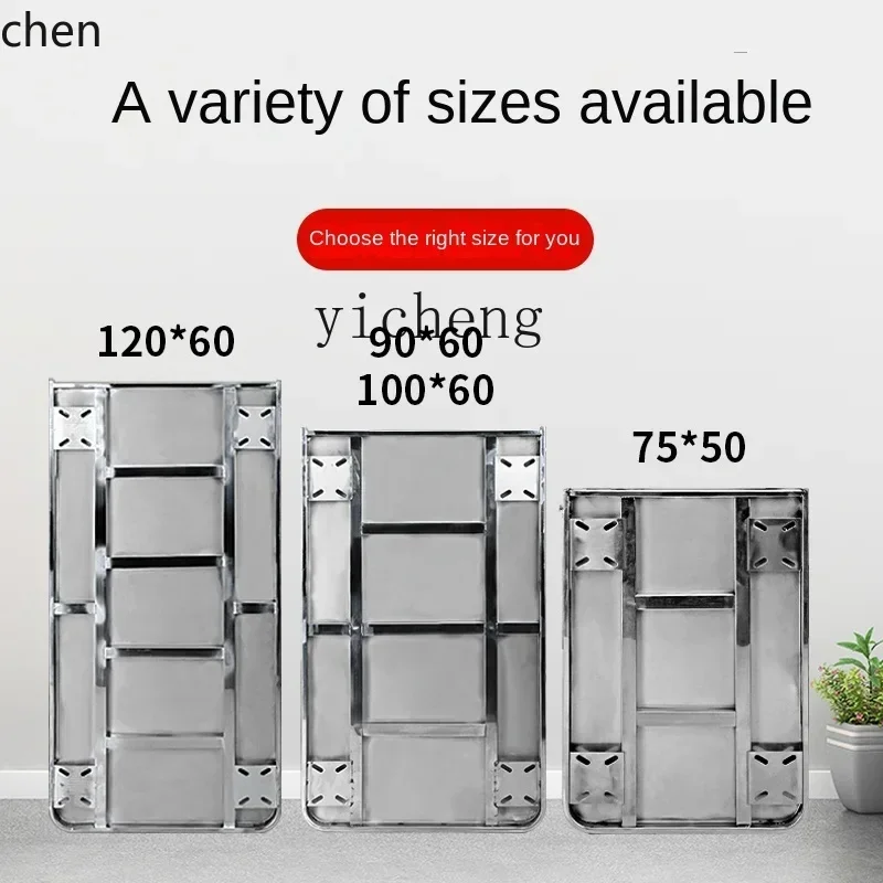 ZML شاحنة يدوية مسطحة من الفولاذ المقاوم للصدأ محمولة بأربع عجلات عربة يدوية خفيفة الوزن