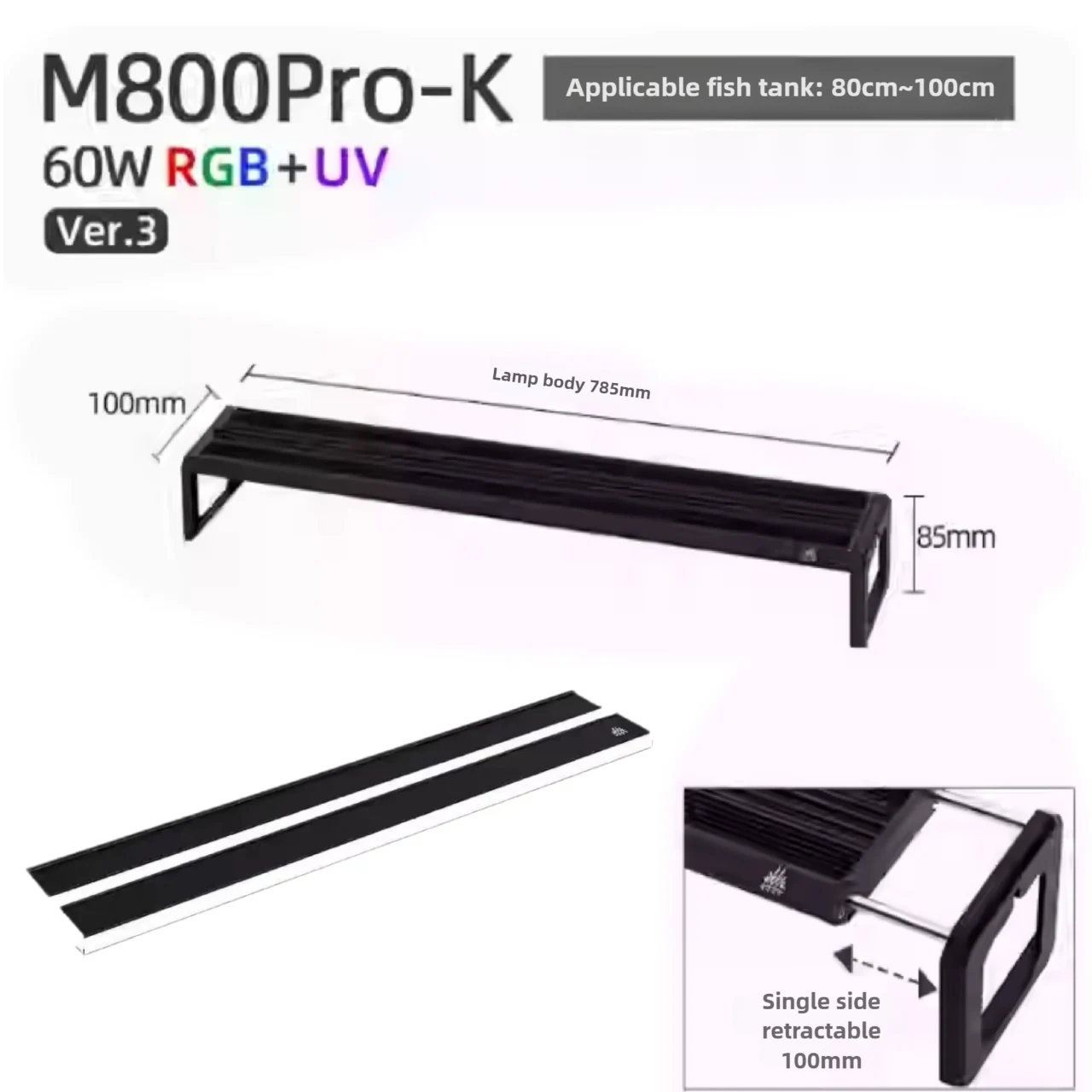 Woche Aqua M-Serie 400 mm Aquariumlampe RGB UV-Beleuchtung mit APP-Steuerung Zyklustimer