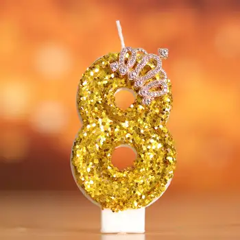 數位生日蛋糕金色皇冠立體金色大蠟燭 10 最佳銷售 金色蠟燭 - №5