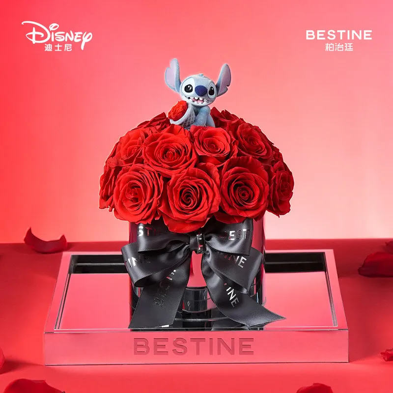 

Букет вечных роз Disney Stitch в подарочной коробке от BESTINE, стабилизированные цветы, подарок на годовщину