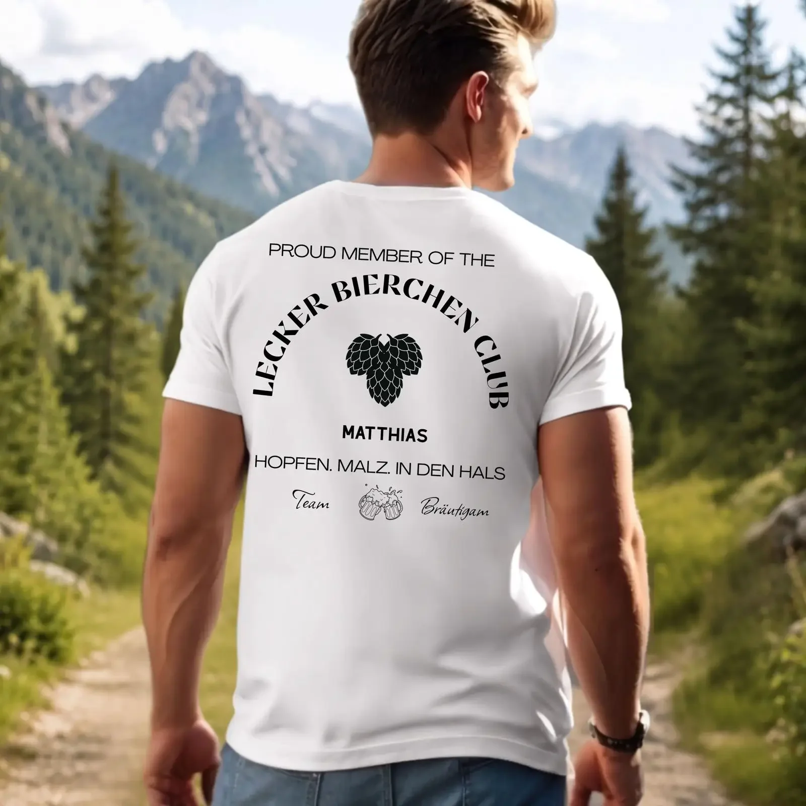 Customizable Lecker Bierchen Club Beer T Shirt Personalized Name Oktoberfest Men's JGA Group Outfit Father's Day Hiking