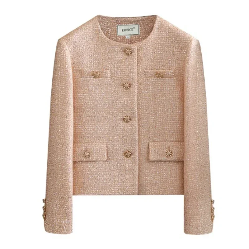 Small Fragrance Runway Fall Winter French Tweed Wool Sweet Pink Jackets Coat Women\'s Chic High End Female Outerwear Suit