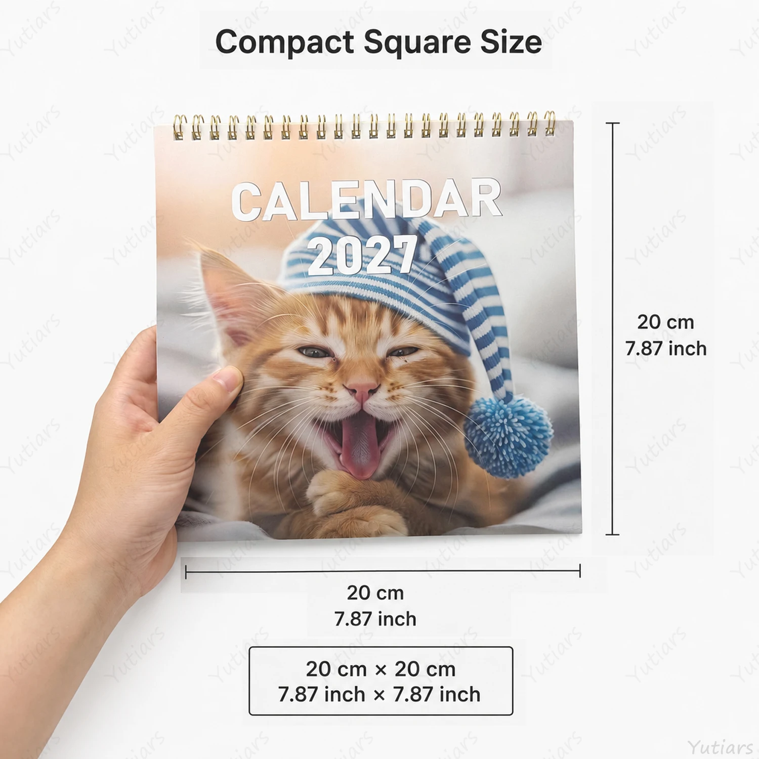2027 Animal Wall Calendar Cute Cats Monthly Calendar Funny Pet Photo Calendar Spiral Bound Home Office Decoration Gift For Fans
