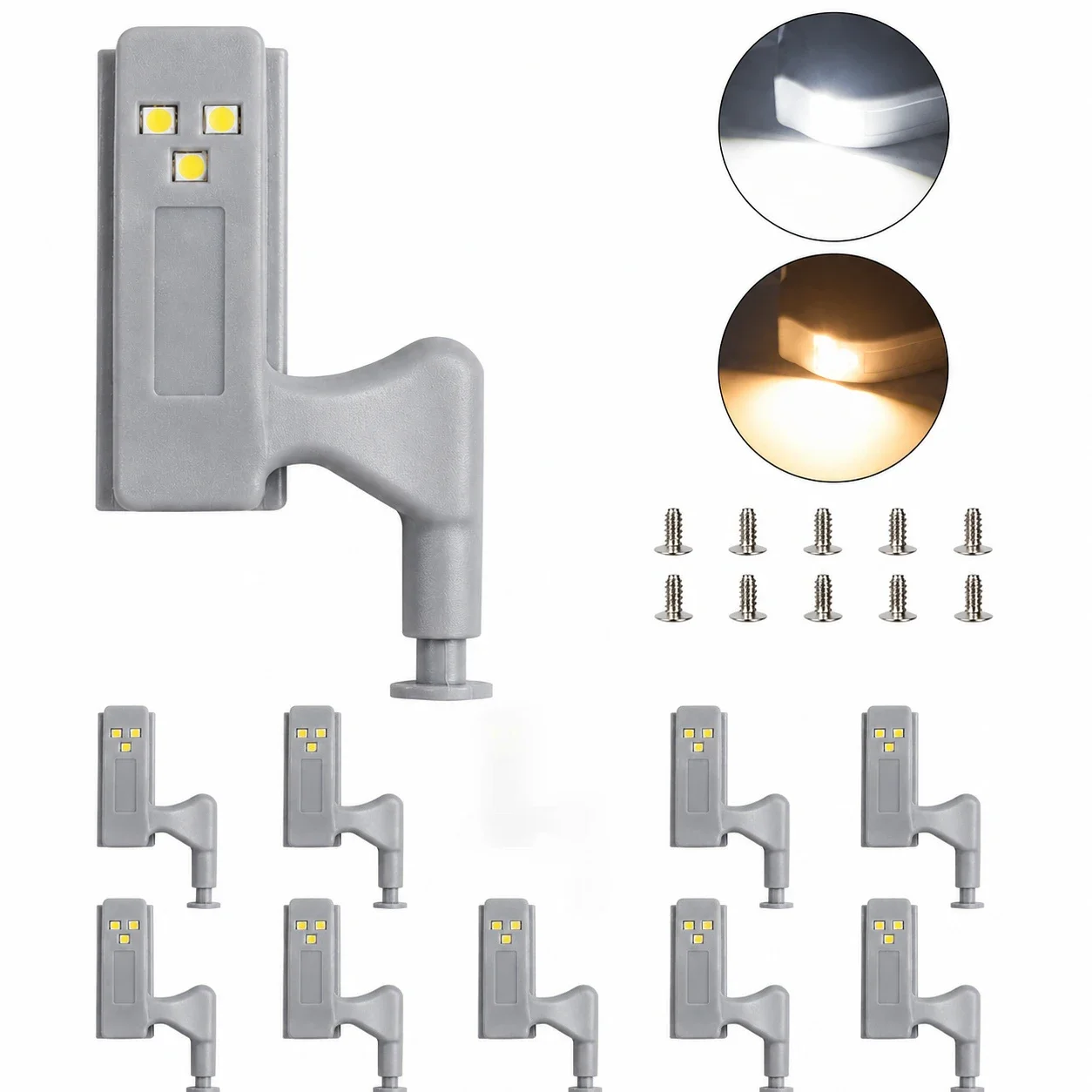 JOYINLED 10pcsHinge Led Sensor Light for Kitchen Cabinet Closet Wardrobe Door Switch Battery Operated (Battery Not Included)