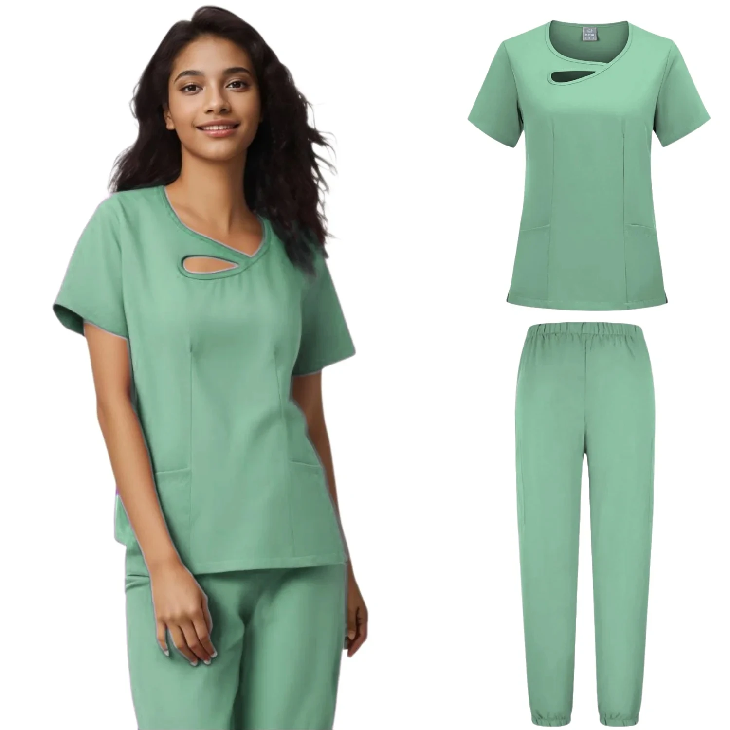 Nuovo Set ospedaliero di Design Spandex infermieristico e uniformi mediche elasticizzate uniforme da infermiera adatta a Set di scrub da donna