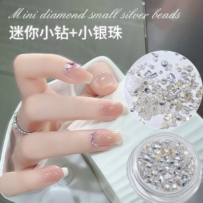 Nail Art Mixed Decoration 2024 New High-End Mini Pearl Flat Bottom Czech Diamond Mixed Nail Decoration Material Package