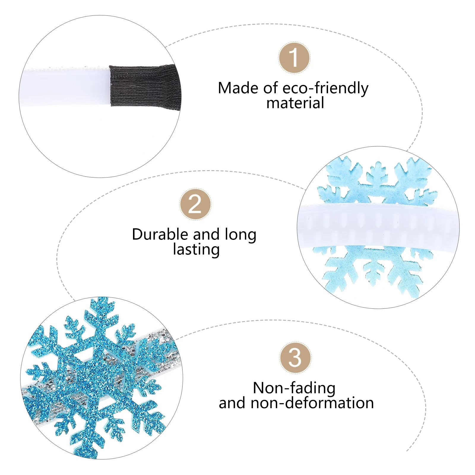 

3Pcs Christmas Snowflake Hairband Festive Xmas Party Hair Accessory Decorative Lightweight Winter Holiday Headwear Hair