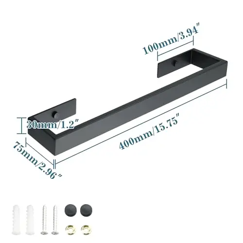 

Matte Black SUS304 Stainless Steel Wall-Mounted Towel Bar 400mm For Bathroom Laundry Hotel Modern Decor