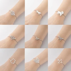 Lucky Cat Charm Bracelet Stainless Steel For Women Cheap Friendship Gifts Cute Animal Chain Bracelets Jewelry Pulseras Mujer