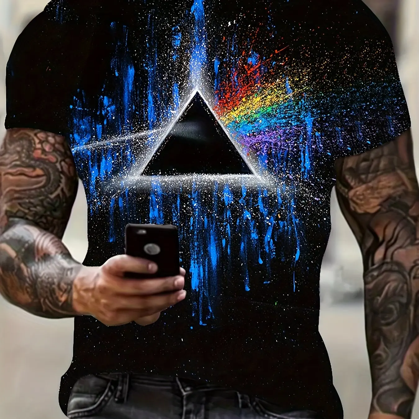 Summer fashion men\'s fun printed pattern T-shirt, loose and breathable, suitable for outdoor streets